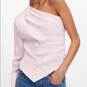 NWOT Zara Asymmetrical Blush Pink Top XS